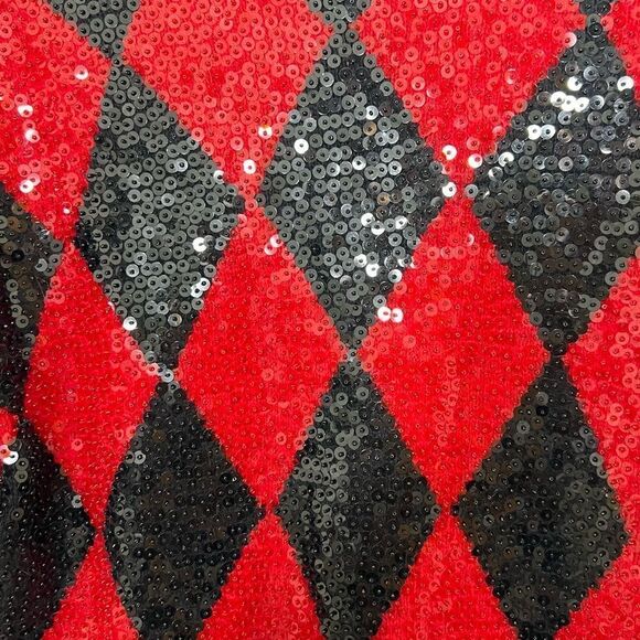 Vintage 90’s Sweater Black Red Argyle Sequin Wool Angora Silk Turtle Neck Size M - Picture 7 of 15